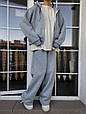 Утеплений костюм оверсайз зіп худі та штани палаццо Модель: 824-1585 Колір сірий меланж, фото 4
