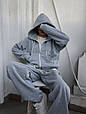Утеплений костюм оверсайз зіп худі та штани палаццо Модель: 824-1585 Колір сірий меланж, фото 5