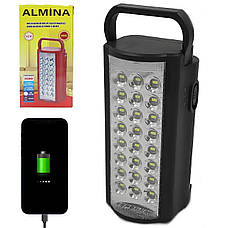 Ліхтар переносний світлодіодний з повербанком, 24 Led, Almina 2606L, Чорний, фото 3
