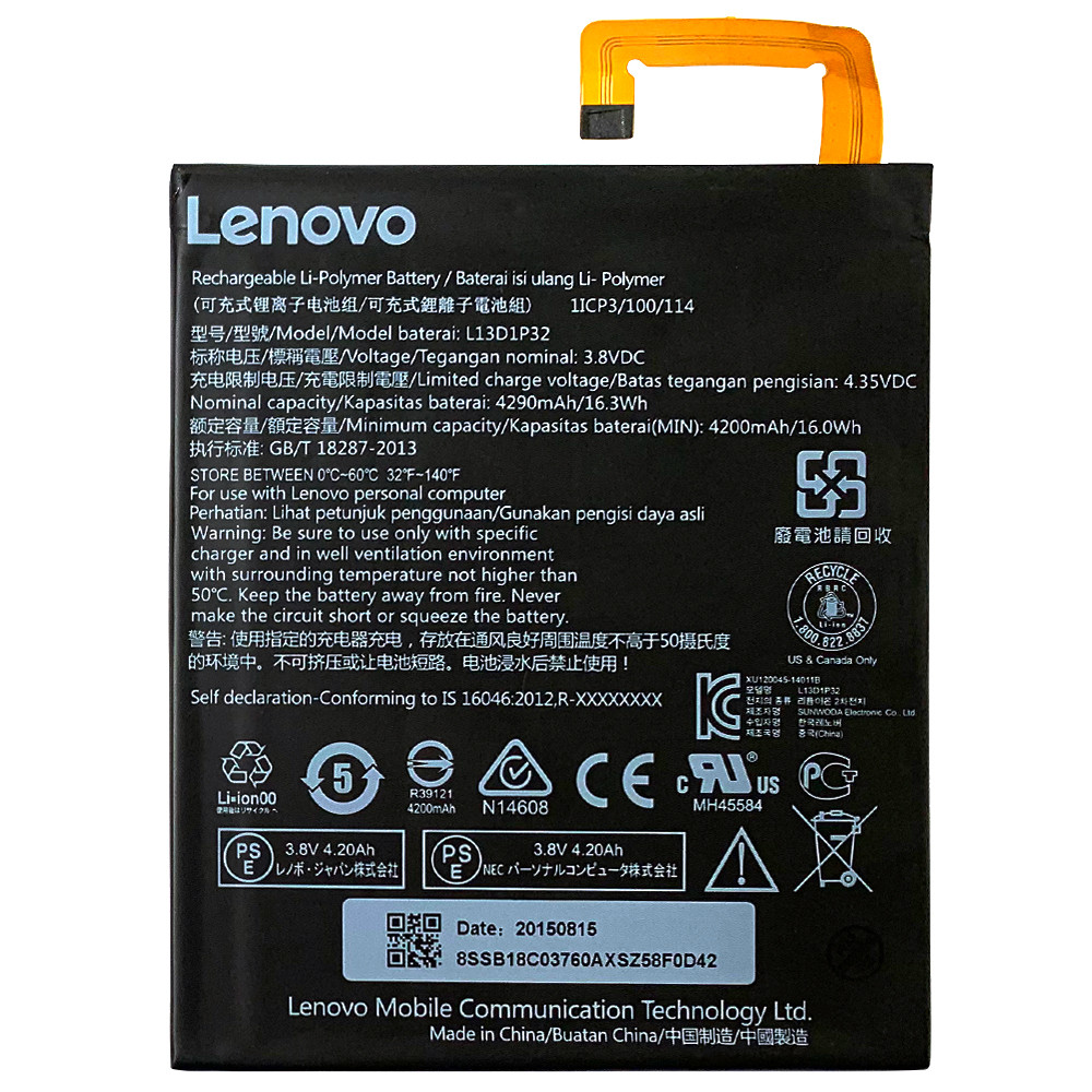 Батарея (акумулятор) Lenovo L13D1P32 Оригінал IdeaTab 8.0" A5500 A8-50F A8-50 4200mAh, фото 1