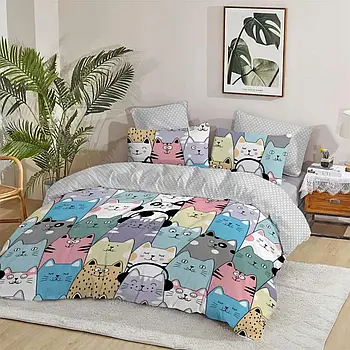 Двоспальна постільна білизна Тет-@-Тет В-1557 бязь (економ)