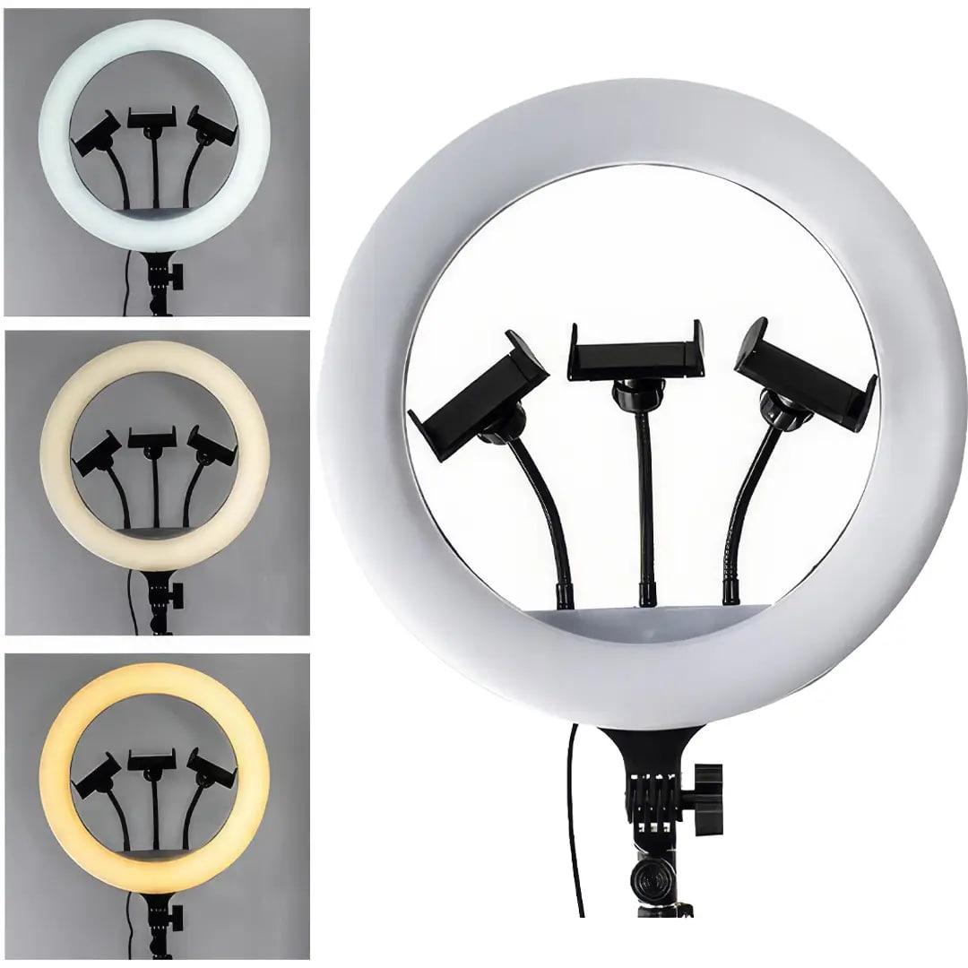 Світлодіодна кільцева Led лампа для фото та відео зйомки QX360, 36см з 3 кріпленнями для телефону (без штативу)