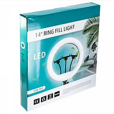 Світлодіодна кільцева Led лампа для фото та відео зйомки QX360, 36см з 3 кріпленнями для телефону (без штативу), фото 5