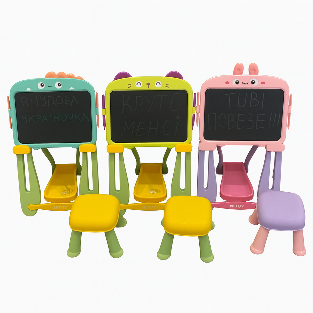 Дитячий LCD-планшет для малювання W5002 мольберт зі стільчиком, фото 1