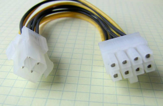 Перехідник живлення 4pin на 8 pin 25 см, фото 1