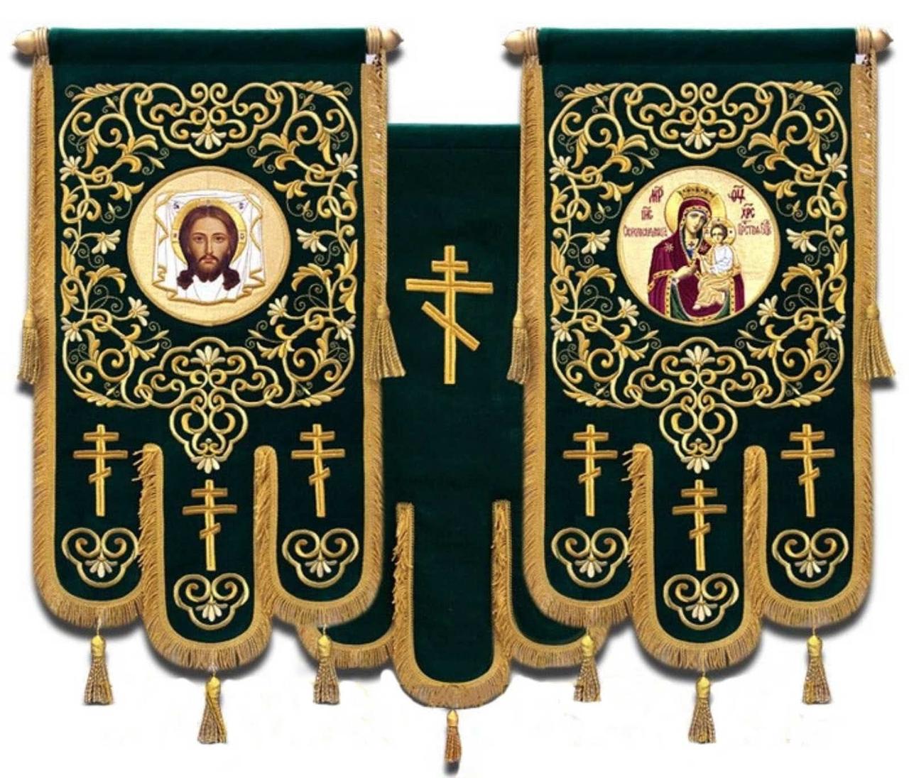 Храмові хоругви з іконами, 120х60 см, фото 1
