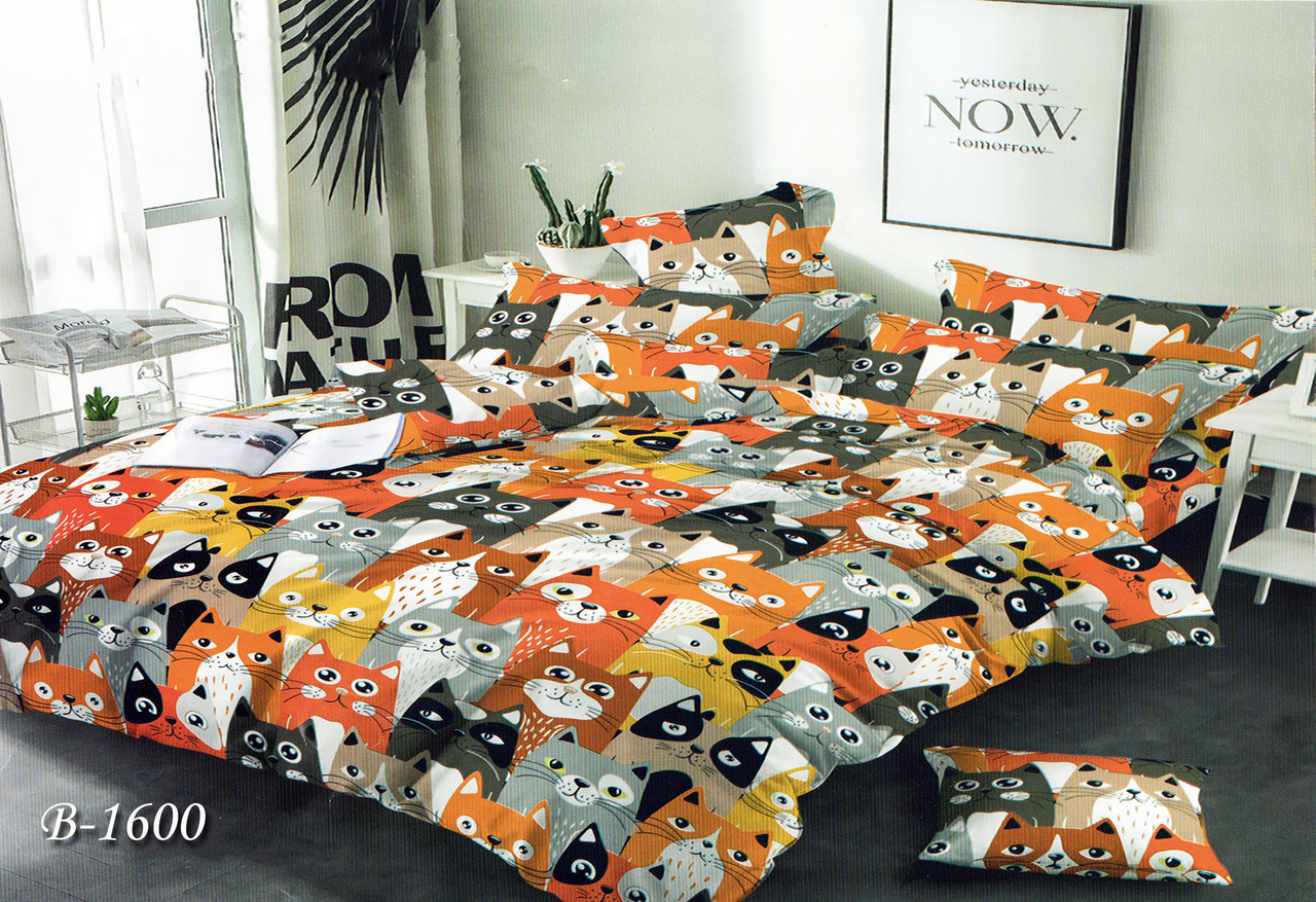 Євро постільна білизна Тет-@-Тет В-1600 бязь (економ), фото 1