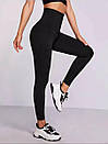 Жіночі утягуючі лосини з корсетним широким поясом біфлекс висока талія чорні S, фото 2