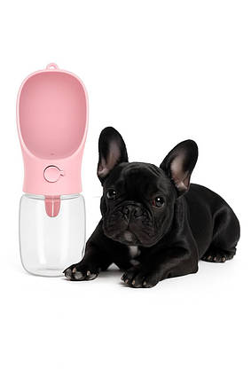 Прогулянкова поїлка для тварин Dogbaby пляшка для води 350 мл рожевий