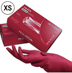 Нітрилові рукавички MediOk, щільність 3.8 р. - бордові Ruby (100 шт), фото 1