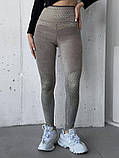 Теплі термо лосини на високій посадці з утяжкою та проклеєними колінами добре тягнуться, фото 5