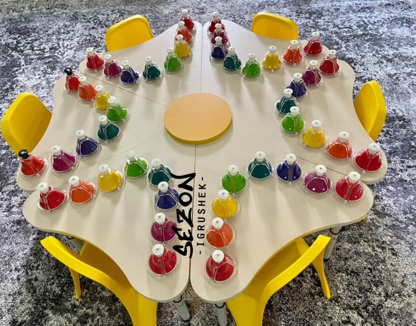 Стіл Ромашка 6 шт. столів пелюсток дитячий регульований 18 мм ЛДСП крем ST-255, фото 1