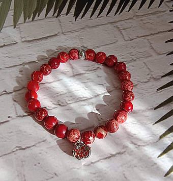 Браслет Гранат енергії з червоної седиментальної яшми — символ сили та оберіг на Рік Вогняного Коня 2026 BR039