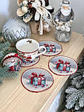 Серветка сервірувальна, гобеленова, Новорічна Ø10 см.ROUND1378M, фото 3