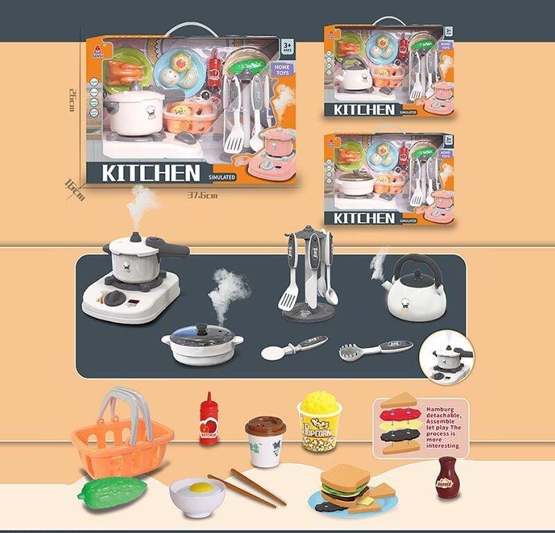 Набір посуду 096 D-5 A Штрих=00254 (24/2) підсвічування, звукові ефекти, парогенератор, посуд, продукти, в коробці, ВИДАЄТЬСЯ