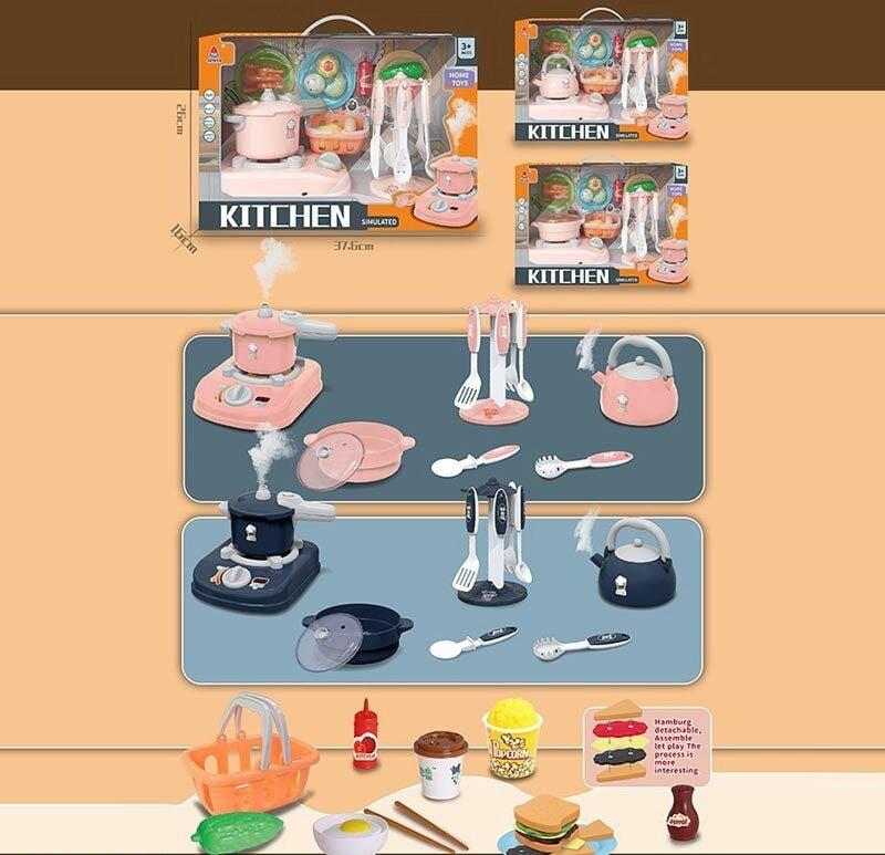 Набір посуду 096 D-5 Штрих=00247 (24/2) підсвічування, звукові ефекти, парогенератор, посуд, продукти, в коробці, ВИДАЄТЬСЯ ТІЛЬКИ