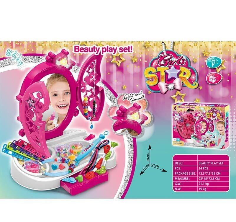 Трюмо KL 4084 (24) на батарейках, 24 предмети, підсвітка, звук, набір для створення прикрас, в коробці