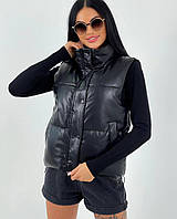 Жіноча жилетка, еко шкіра, силікон 200, розміри 42, 44, 46