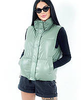 Жіноча жилетка, еко шкіра, силікон 200, розміри 42, 44, 46