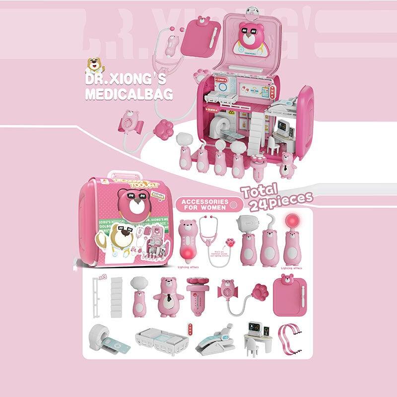 Набір лікаря 527 D-1 (24/2) стетоскоп, дзеркало, молоточок, шприц, термометр, апарат УЗД, гумовий ведмедик, аксесуари,