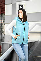 Жіноча жилетка з капюшоном, плащівка, силікон 200, розміри 42, 44, 46