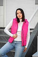 Жіноча жилетка з капюшоном, плащівка, силікон 200, розміри 42, 44, 46