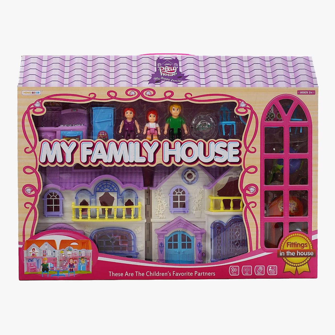 Будиночок 8209-2 A (18/2) 24 х 13.5 х 24 см світло, звук, меблі, фігурки, декоративні елементи, машина, домашній улюбленець, в