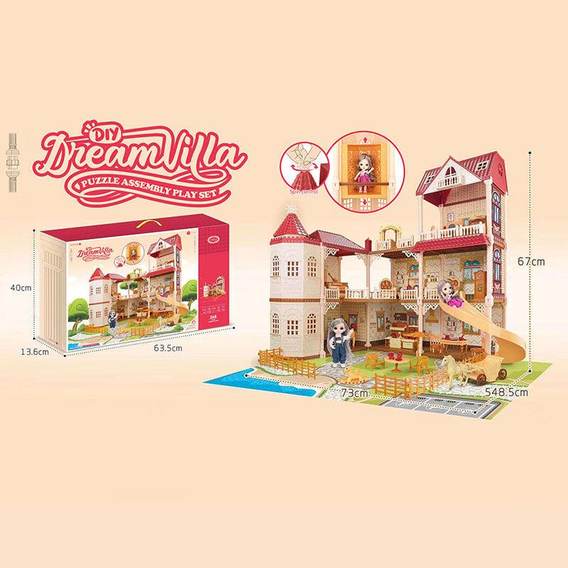 Будиночок VC 6036 (6) 268 деталей, механічний ліфт, 2 ляльки, рухомі частини тіла, фігурка тварини, меблі, музичний інструмент,