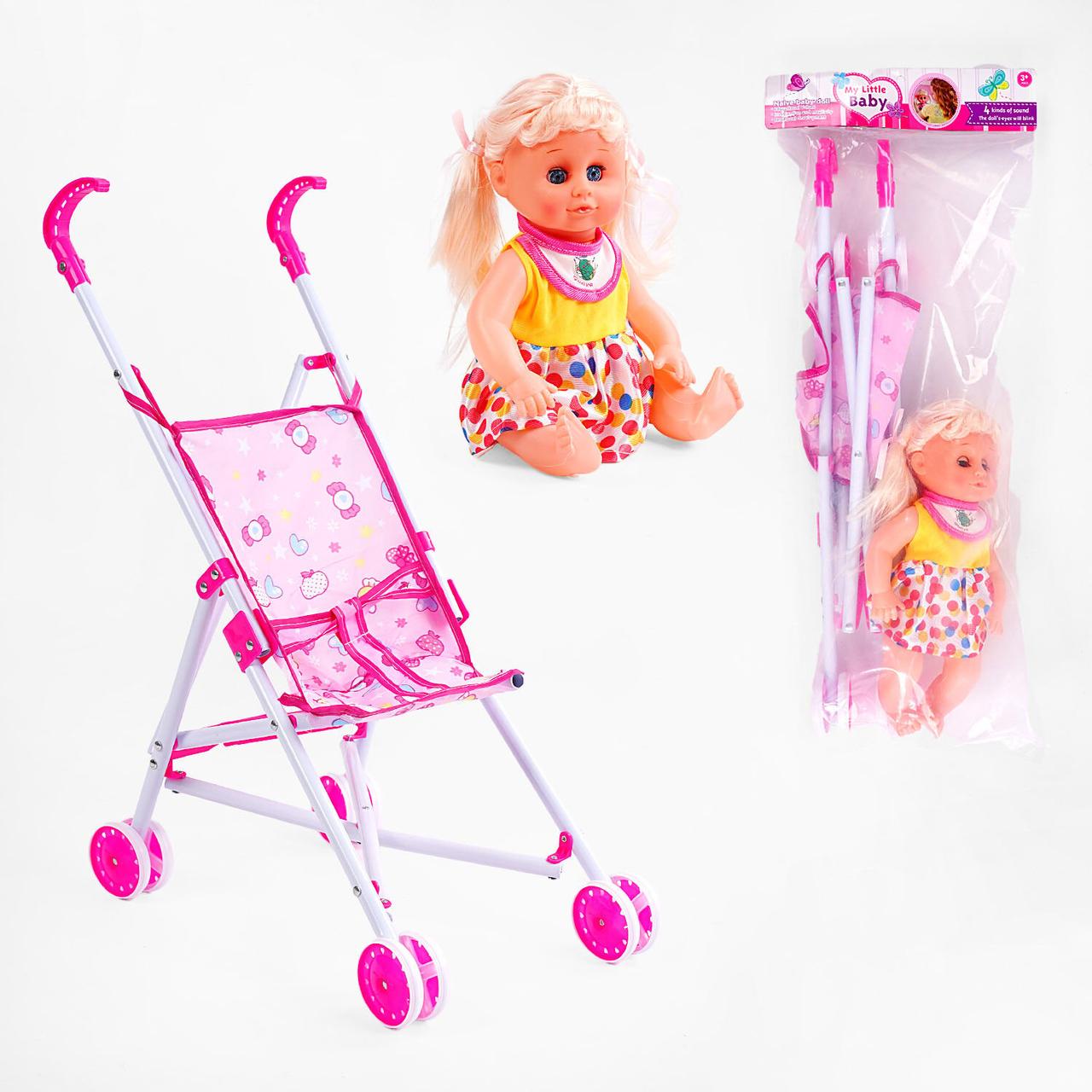 Візок з лялькою LA 66-3 (36/2) лялька плаче, сміється, заплющує очі, висота 31 см, в пакеті