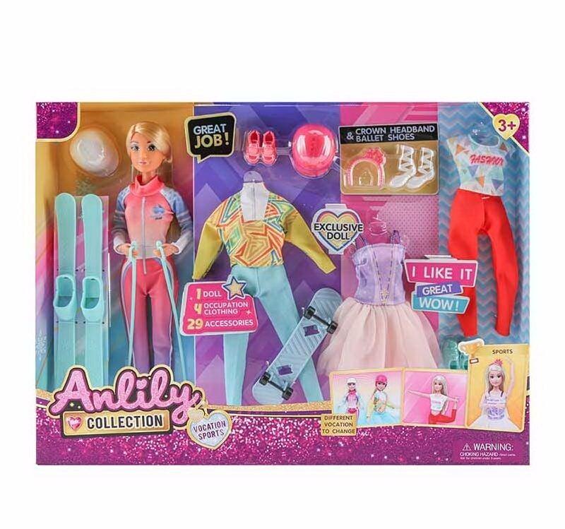 Лялька 616033 (18) висота - 31 см, шарнірні суглоби, гумова голова, 7 додаткових суконь, муляжі прикрас, аксесуари, в коробці