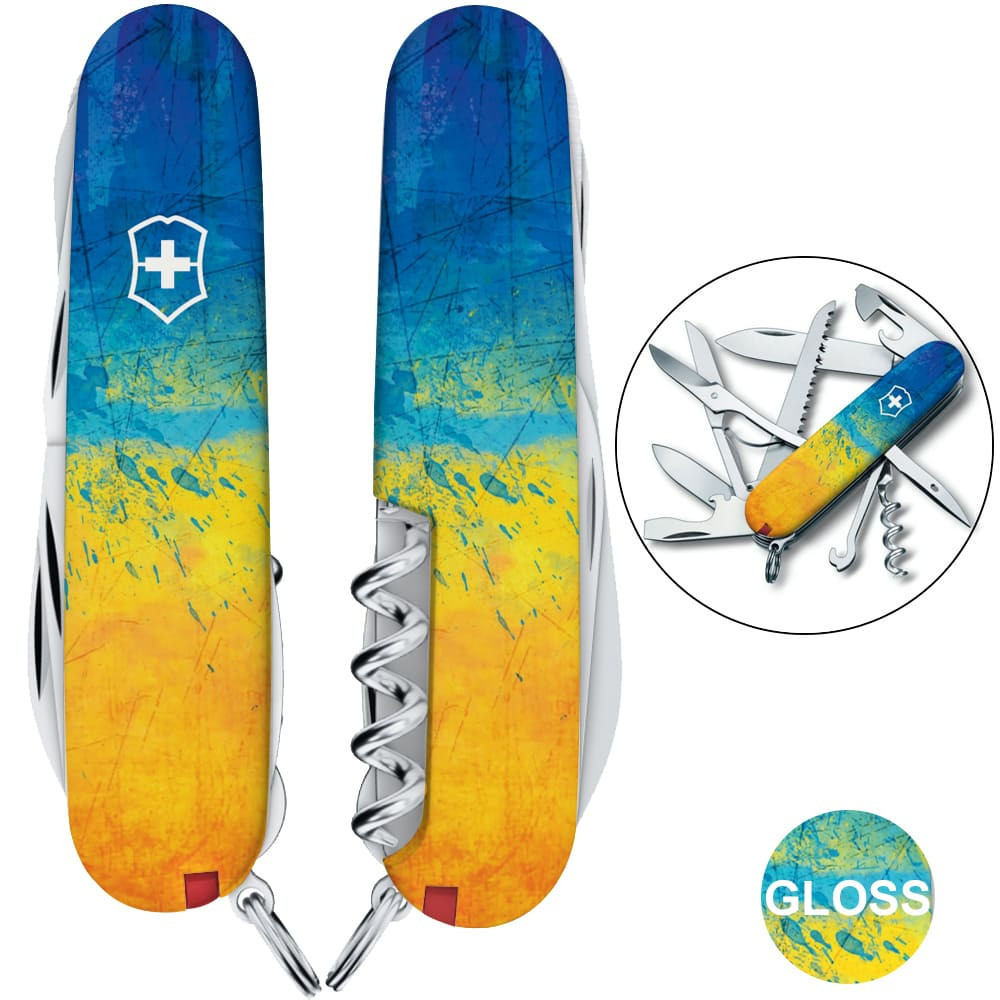 Швейцарський складаний ніж Victorinox HUNTSMAN UKRAINE Жовто-синій малюнок 1.3713.7.T3100pw, фото 1