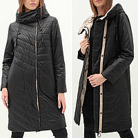 Молодіжне пальто плащ з капюшоном - подовжена чорна куртка Towmy