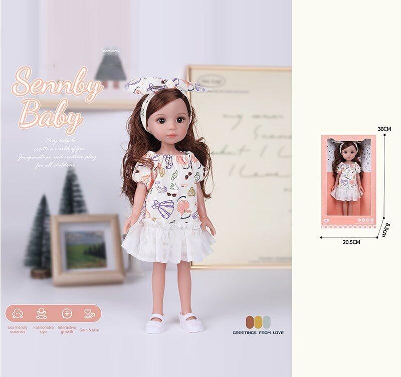 Лялька MN 338 (48) висота: 34 см, імітація скляних очей, взуття, в коробці