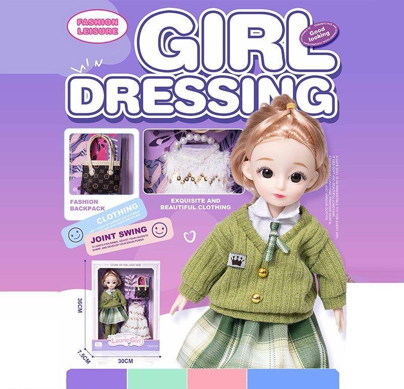 Лялька Q-A 19 (72/2) висота - 30 см, тіло — пластик, голова — гума, шарнірні з’єднання суглобів, знімне взуття, змінний одяг,