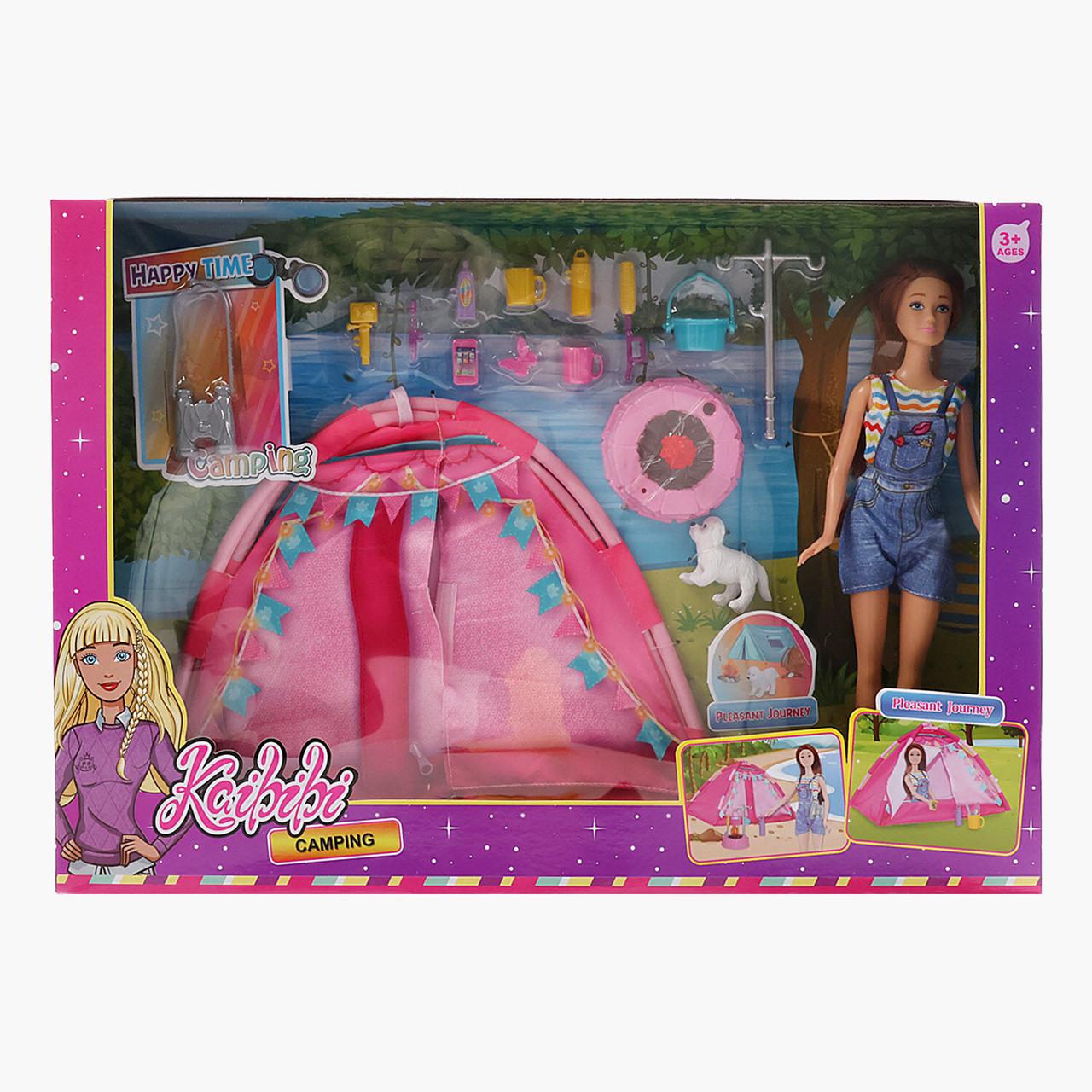 Лялька WG 242 (24/2) висота: 30 см, знімний одяг, рухомі кінцівки, аксесуари, намет, песик, в коробці