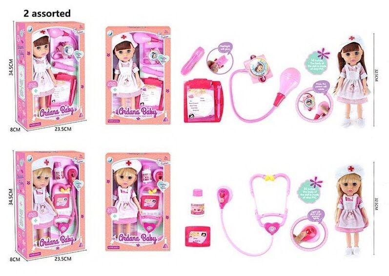 Лялька А 717 (48/2) 2 види, висота-32 см, набір лікаря, у коробці