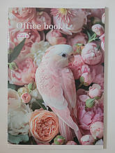 Книга канцелярська A4, 96 арк. клітинка, м. обк. ЛАК "Brisk GOLD" / Папуга в квітах