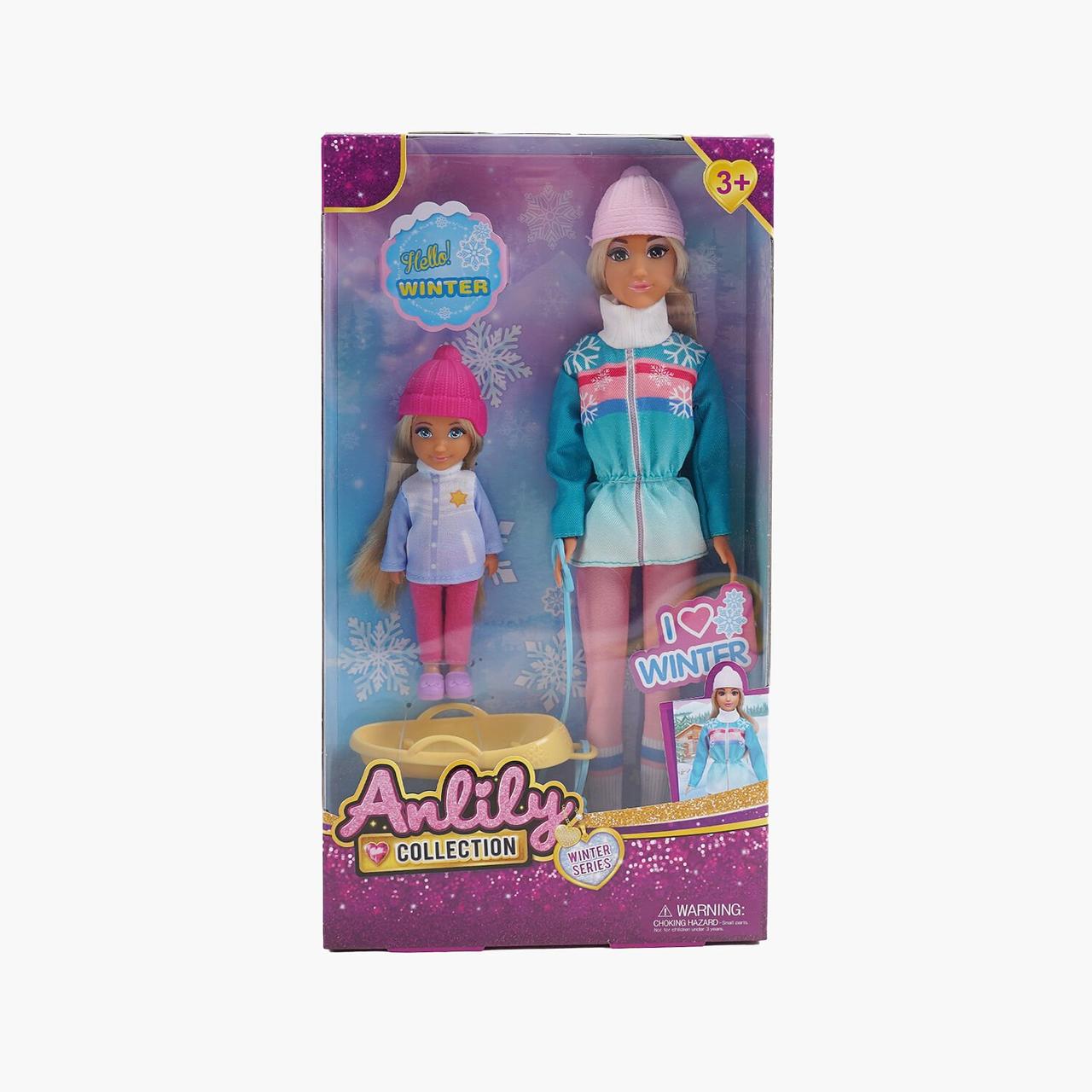 Набір ляльок 616009 (36) висота великої ляльки - 30 см, висота маленької ляльки - 13 см, санки, в коробці