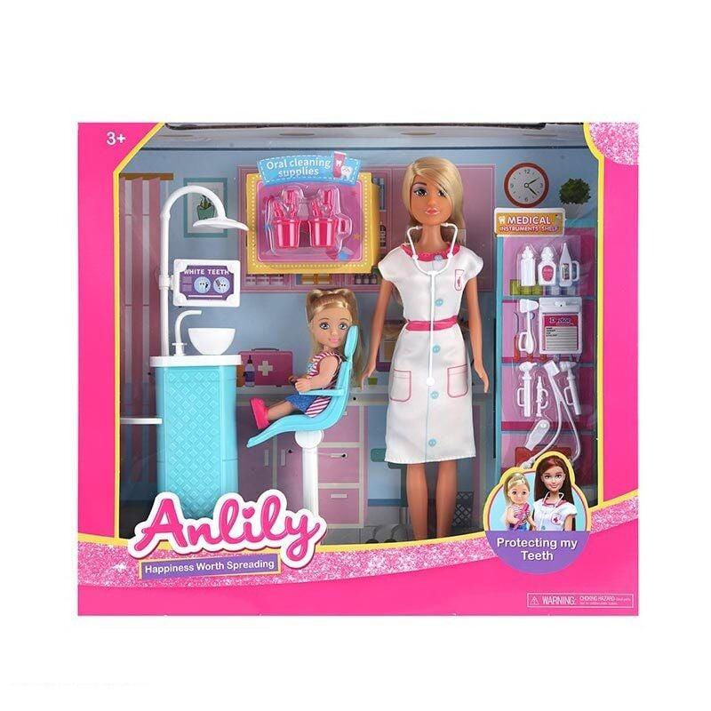 Набір ляльок 99279 (24) 2 ляльки, кабінет стоматолога, обладнання, аксесуари, висота старшої ляльки 30 см, в коробці