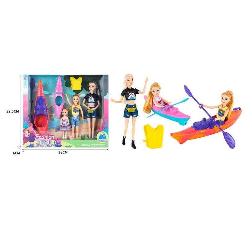 Набір ляльок ST 5616-5 (36/2) 3 ляльки, висота 30 см, 2 байдарки, плавальний жилет, аксесуари, в коробці