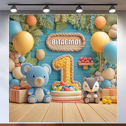 Банер для фотозони "Мій перший День народження" | 1.2×1.2 м | Святковий фон на 1 рік | №43167