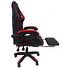 Комп'ютерне геймерське крісло з підставкою для ніг Bonro B-945 чорне з червоними вставками, фото 6