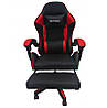 Комп'ютерне геймерське крісло з підставкою для ніг Bonro B-945 чорне з червоними вставками, фото 5