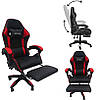 Комп'ютерне геймерське крісло з підставкою для ніг Bonro B-945 чорне з червоними вставками, фото 4