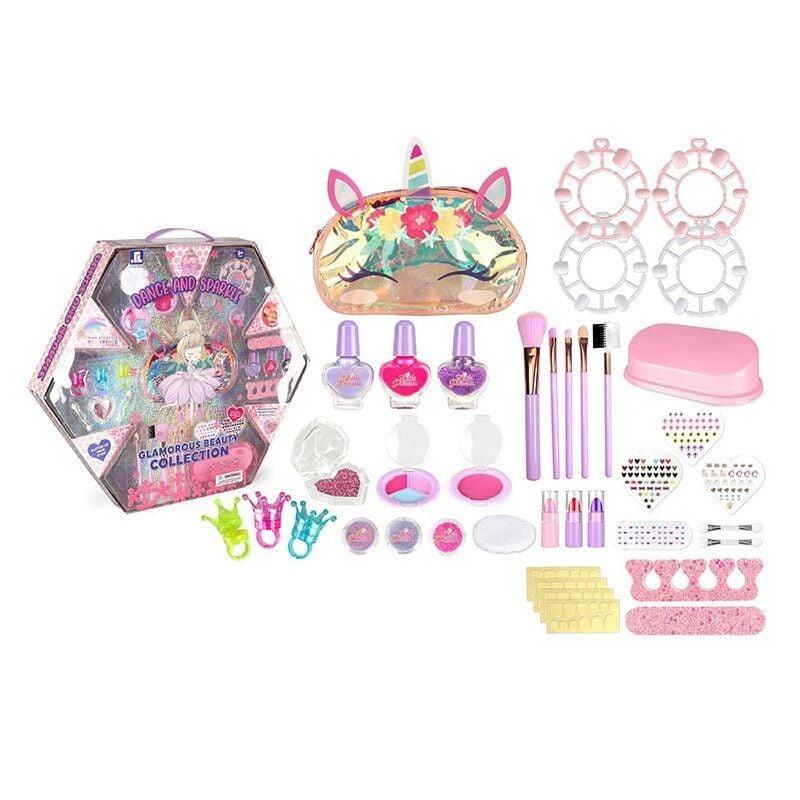 Набір косметики ZR 35 C (24/2) тіні, лаки, накладні нігті, пензлики, глітери, блискітки, румяна, аксесуари, в коробці