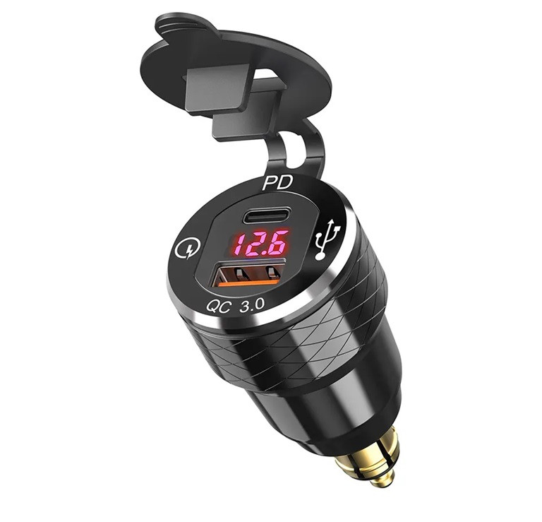 Мотозарядка під роз'єм штекер BMW DIN Hella USB QC 3.0 Type-C PD 30W, фото 1