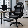 Комп'ютерне геймерське крісло з підставкою для ніг Bonro B-945 чорне, фото 2