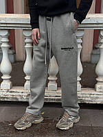 Серые штаны ESSENTIALS мужские штаны споривные Есеншелс широкие Теплые штаны для мужчин широкие Мужские штаны есеншелс S-L