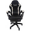 Комп'ютерне геймерське крісло з підставкою для ніг Bonro B-945 чорне з білими вставками, фото 4