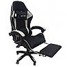 Комп'ютерне геймерське крісло з підставкою для ніг Bonro B-945 чорне з білими вставками, фото 2